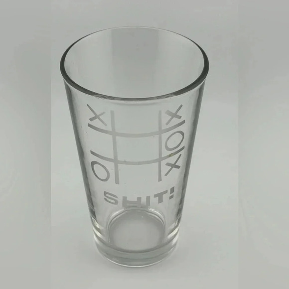 Shit! Clear Glass with white print drinking glass 6” Tall One Cup - Picture 1 of 7